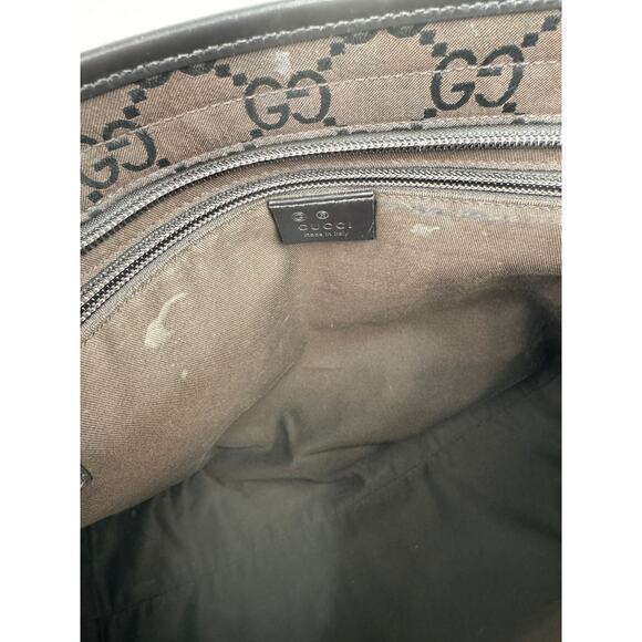 GUCCI 180449 502752 Handbag GG Sprem Logo Engraved Canvas Leather Tote Bag USED - Picture 14 of 16